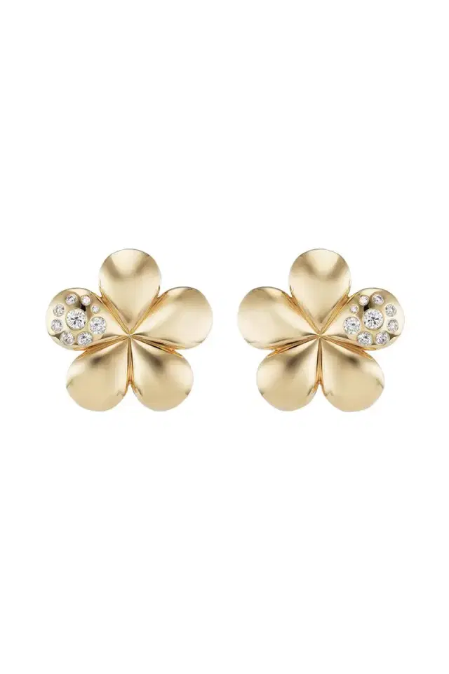 Brent Neale Single Diamond Petal Medium Flower Earrings