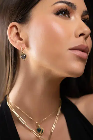 Foundrae Single Heart Earring - Blue Topaz | Thumbnail 2