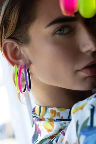 ALEXIS BITTAR Skinny Lucite Hoop Earrings - Yellow | Thumbnail 3 ALEXIS BITTAR Skinny Lucite Hoop Earrings - Yellow | Thumbnail 3