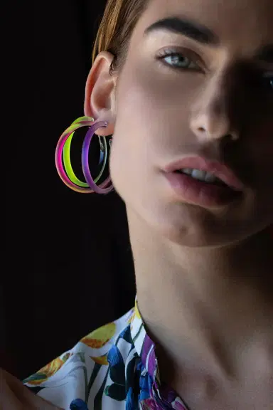 ALEXIS BITTAR Skinny Lucite Hoop Earrings - Yellow | Thumbnail 4 ALEXIS BITTAR Skinny Lucite Hoop Earrings - Yellow | Thumbnail 4
