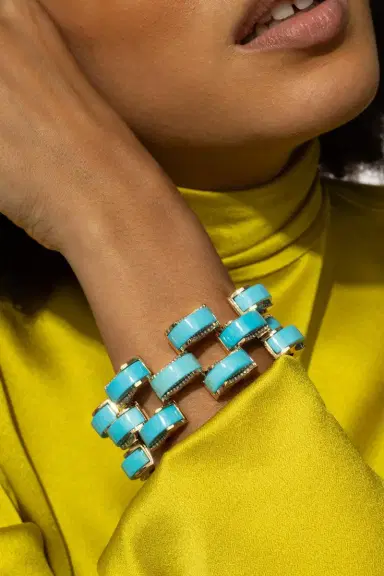 ALETTO BROTHERS Sleeping Beauty Turquoise Archetti Diamond Edging Bracelet | Thumbnail 4 ALETTO BROTHERS Sleeping Beauty Turquoise Archetti Diamond Edging Bracelet | Thumbnail 4