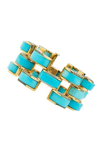ALETTO BROTHERS Sleeping Beauty Turquoise Archetti Diamond Edging Bracelet | Thumbnail 1 ALETTO BROTHERS Sleeping Beauty Turquoise Archetti Diamond Edging Bracelet | Thumbnail 1