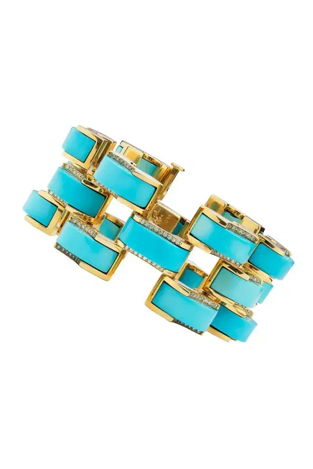 ALETTO BROTHERS Sleeping Beauty Turquoise Archetti Diamond Edging Bracelet