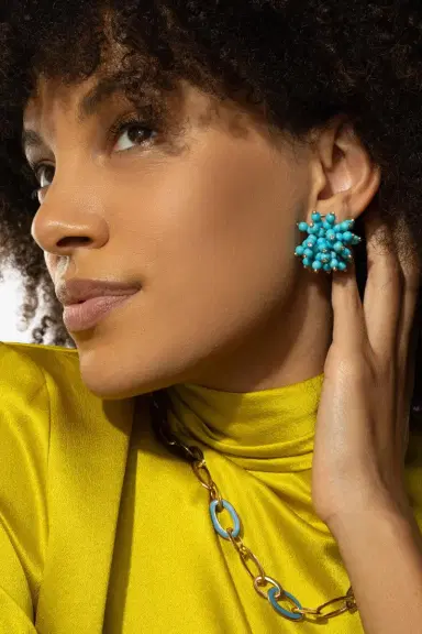 ALETTO BROTHERS Sleeping Beauty Turquoise Diamond Frizzante Earrings | Thumbnail 3 ALETTO BROTHERS Sleeping Beauty Turquoise Diamond Frizzante Earrings | Thumbnail 3
