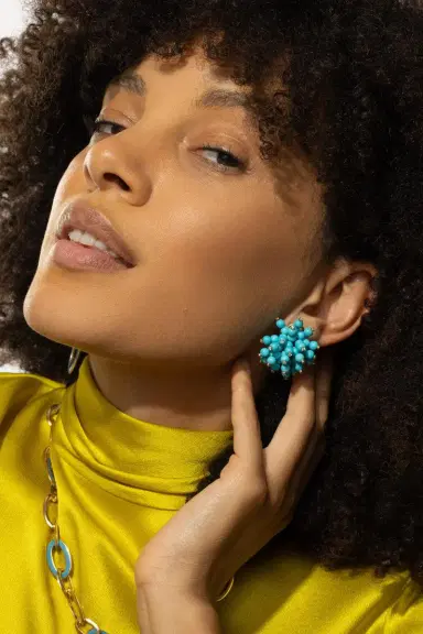 ALETTO BROTHERS Sleeping Beauty Turquoise Diamond Frizzante Earrings | Thumbnail 4 ALETTO BROTHERS Sleeping Beauty Turquoise Diamond Frizzante Earrings | Thumbnail 4