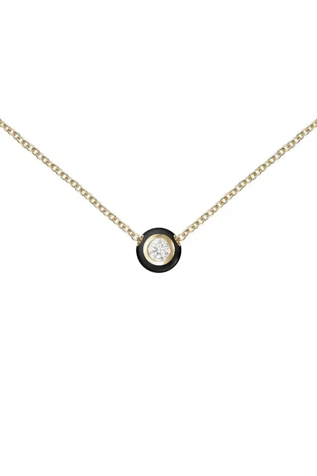 Melissa Kaye Small Black Audrey Diamond Pendant Necklace