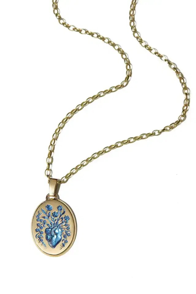 CASTRO SMITH Small Blue Heart Pendant Necklace