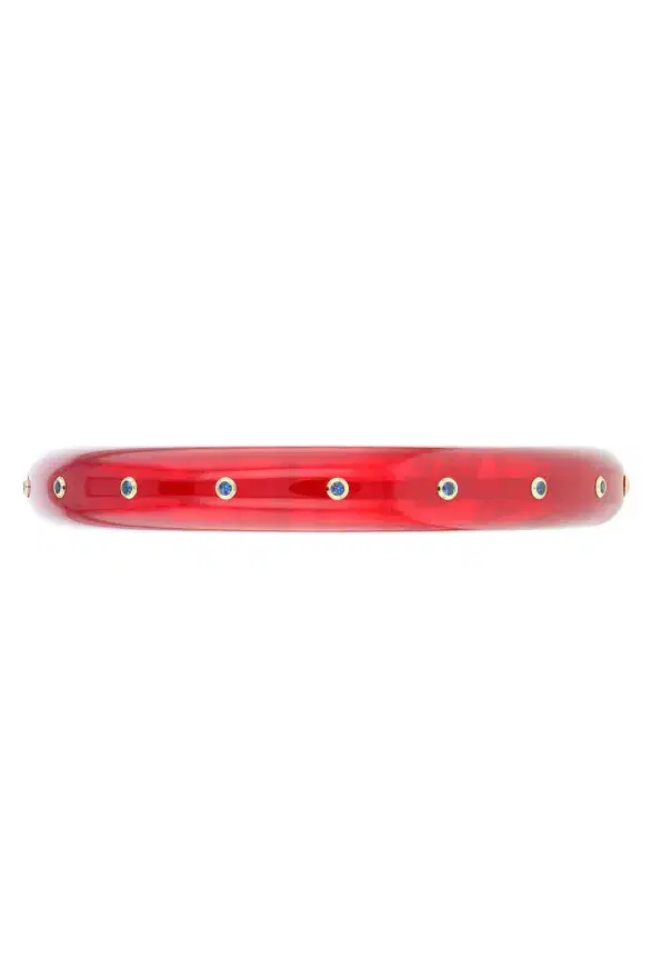 MARK DAVIS Small Blue Sapphire Red Bakelite Bangle