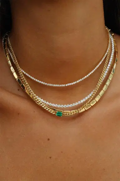 Anita Ko Small Cuban Link Emerad Necklace | Thumbnail 2