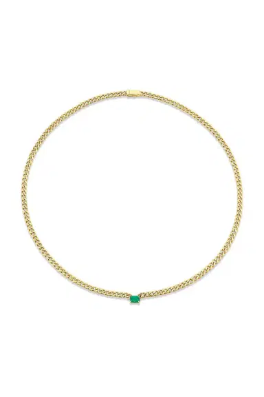 Anita Ko Small Cuban Link Emerad Necklace | Thumbnail 1