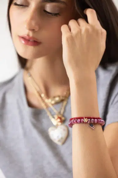 Sydney Evan Small Daisy Happy Face Heishi Charm Bracelet | Thumbnail 2 Sydney Evan Small Daisy Happy Face Heishi Charm Bracelet | Thumbnail 2
