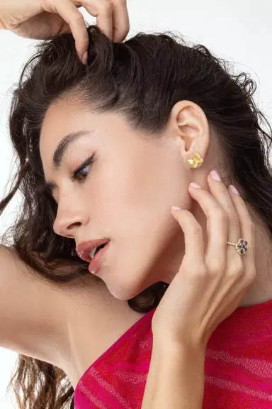 TANYA FARAH Small Diamond Butterfly Stud Earrings | Thumbnail 2