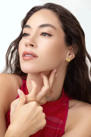TANYA FARAH Small Diamond Butterfly Stud Earrings | Thumbnail 4