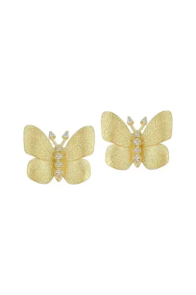TANYA FARAH Small Diamond Butterfly Stud Earrings | Thumbnail 1