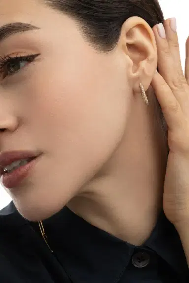 Foundrae Small Diamond Chubby Fob Earring | Thumbnail 2 Foundrae Small Diamond Chubby Fob Earring | Thumbnail 2