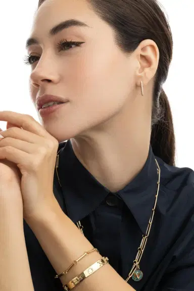 Foundrae Small Diamond Chubby Fob Earring | Thumbnail 4 Foundrae Small Diamond Chubby Fob Earring | Thumbnail 4