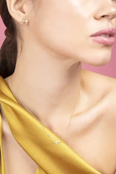 Sydney Evan Small Diamond Cross Necklace | Thumbnail 2