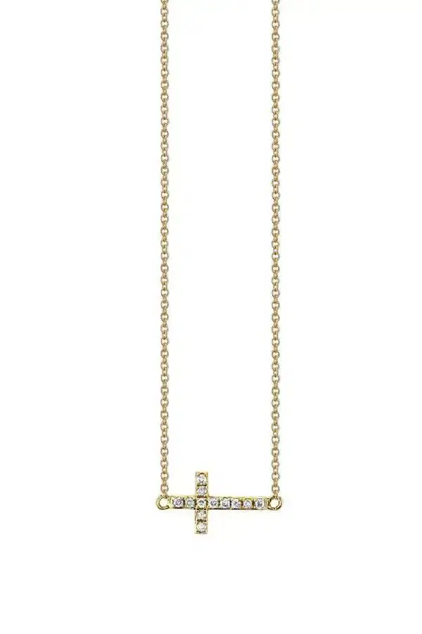 Sydney Evan Small Diamond Cross Necklace