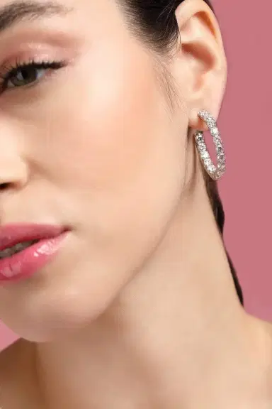 Bayco Small Diamond Hoops | Thumbnail 2