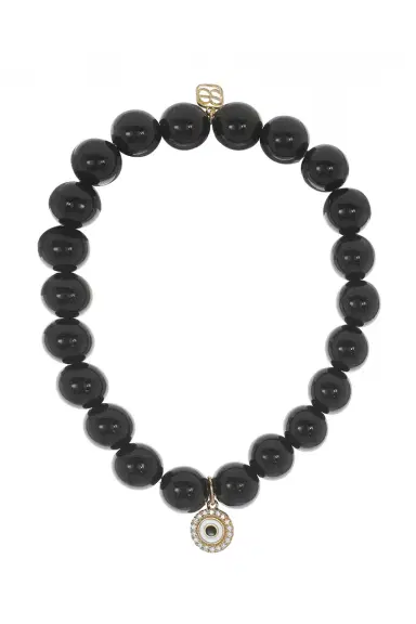 Sydney Evan Small Evil Eye Onyx Charm Bracelet | Thumbnail 1