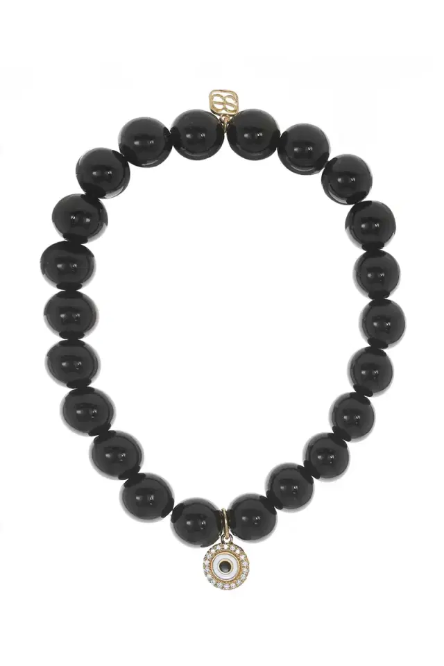 Small Evil Eye Onyx Charm Bracelet