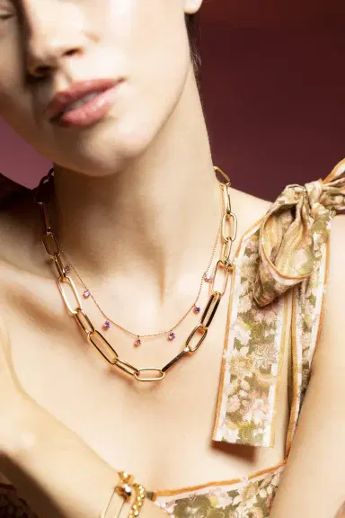 GRAZIELA Small Floating Pink Sapphire Necklace | Thumbnail 2