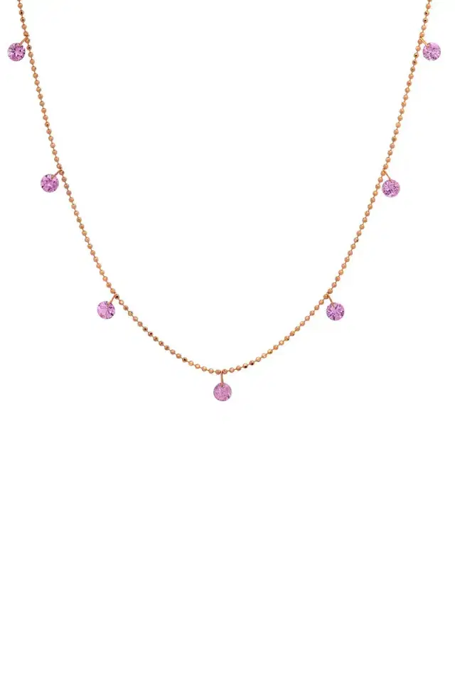 GRAZIELA Small Floating Pink Sapphire Necklace