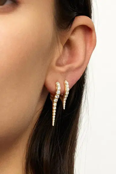 Melissa Kaye Small Lola Diamond Needle Earrings | Thumbnail 2