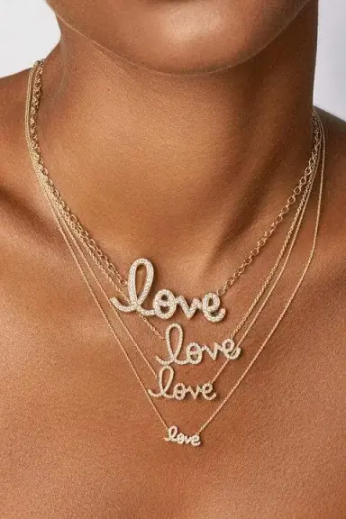 Sydney Evan Small Love Script Necklace | Thumbnail 2