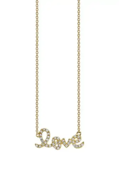 Sydney Evan Small Love Script Necklace | Thumbnail 1