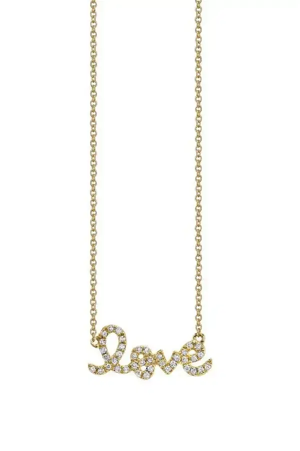 Sydney Evan Small Love Script Necklace