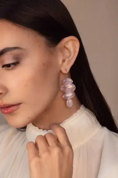 TEN THOUSAND THINGS Small Morganite Totem Earrings | Thumbnail 3