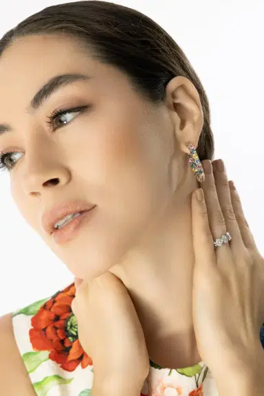 Bayco Small Multi Color Sapphire Hoops | Thumbnail 2