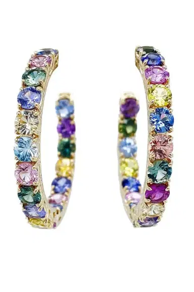 Bayco Small Multi Color Sapphire Hoops | Thumbnail 1