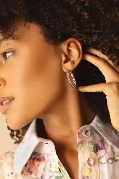 Bayco Small Multicolor Sapphire Hoop Earrings | Thumbnail 3