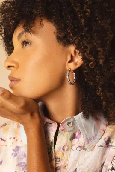 Bayco Small Multicolor Sapphire Hoop Earrings | Thumbnail 4