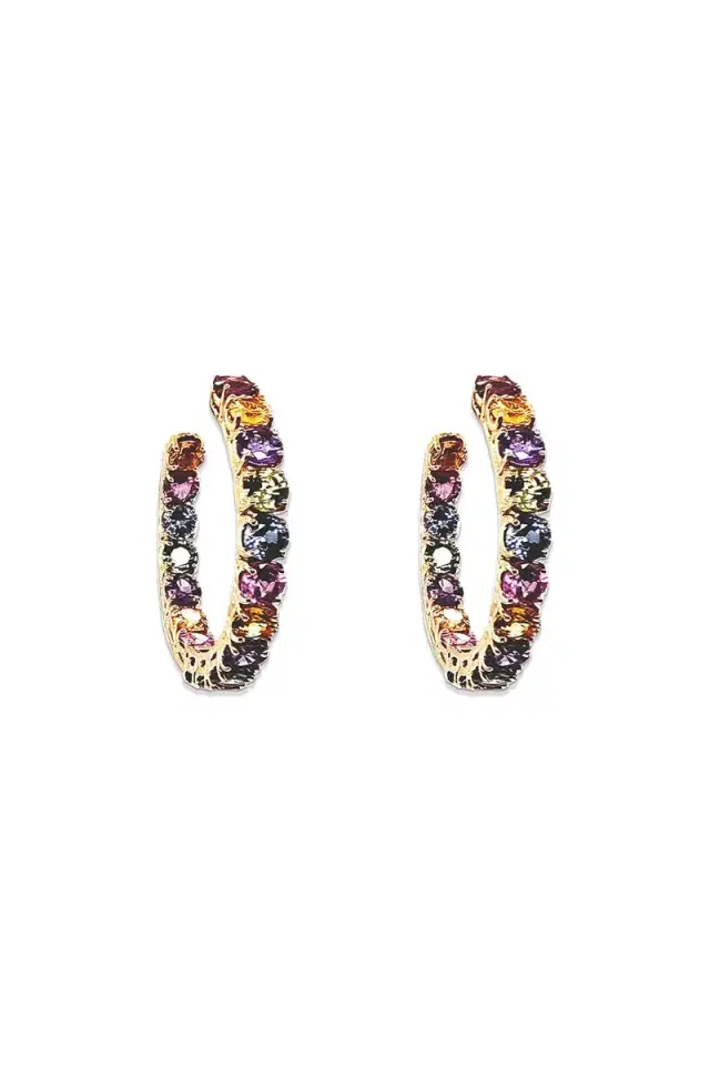 Bayco Small Multicolor Sapphire Hoop Earrings