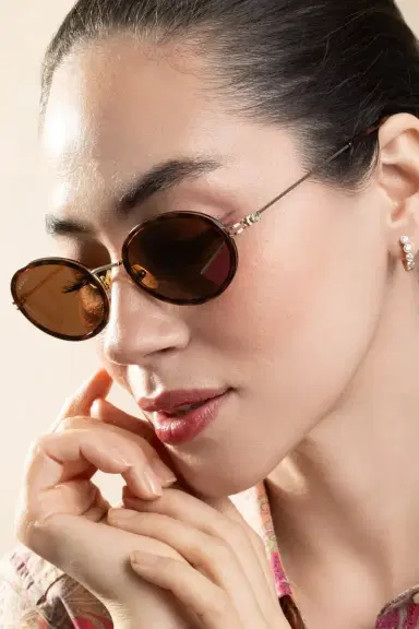 Gucci Small Oval Sunglasses - Havana Gold | Thumbnail 2