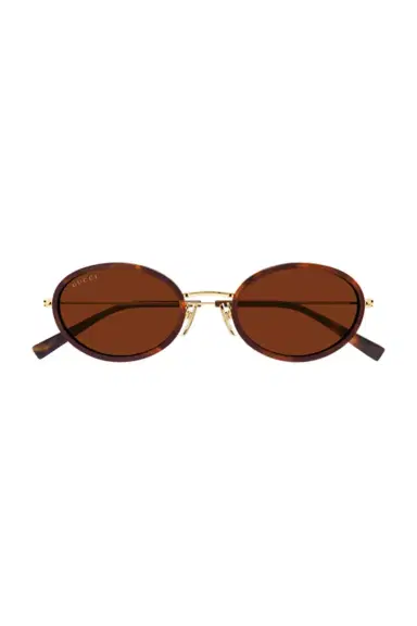 Gucci Small Oval Sunglasses - Havana Gold | Thumbnail 1
