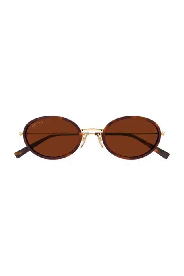 Gucci Small Oval Sunglasses - Havana Gold