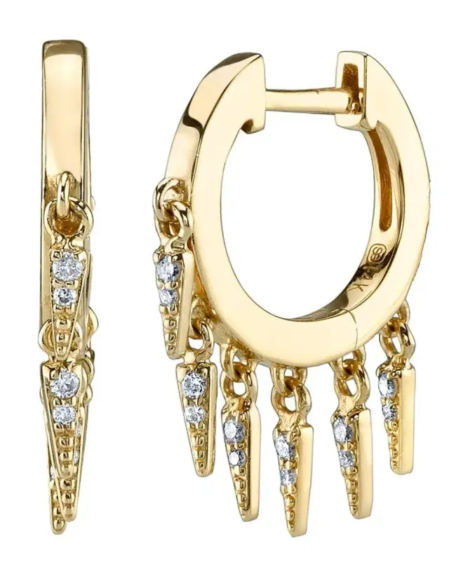 Sydney Evan Small Pave Diamond Fringe Huggies