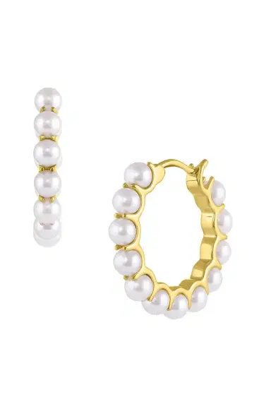 BAGGINS Small Pearl Hoop Earrings | Thumbnail 1 BAGGINS Small Pearl Hoop Earrings | Thumbnail 1
