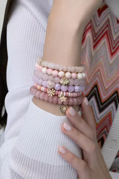 Sydney Evan Small Plumeria Pink Conch Double Charm Bracelet | Thumbnail 3