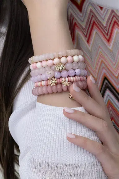 Sydney Evan Small Plumeria Pink Conch Double Charm Bracelet | Thumbnail 4