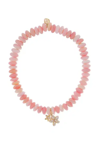 Sydney Evan Small Plumeria Pink Conch Double Charm Bracelet | Thumbnail 1