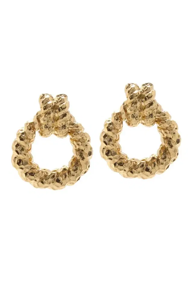 DAVID WEBB Small Rope Hammered Doorknocker Earrings