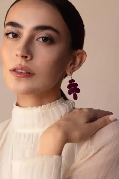 TEN THOUSAND THINGS Small Ruby Oval Totem Earrings | Thumbnail 2