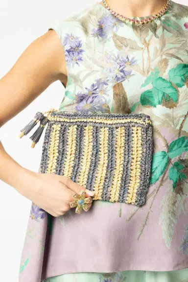 AERIN LAUDER Small Striped Zip-Pouch | Thumbnail 2