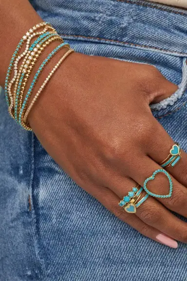 Jennifer Meyer Small Turquoise Tennis Bracelet | Thumbnail 2
