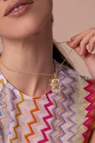 BUDDHA MAMA Small White Hamsa Pendant | Thumbnail 2